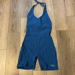Active By Teal Blue Halter Bodysuit